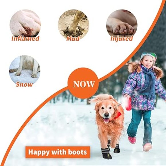 Waterproof Breathable Reflective anti-slip Large Dog Boots to protect paws EUC - Picture 5 of 7